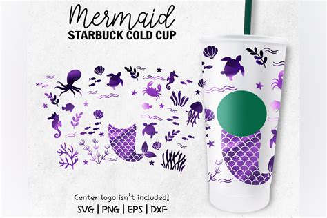 Mermaid Sea Beach Venti Cold Cup 24 Oz Gráfico Por Sunf10werdesigns