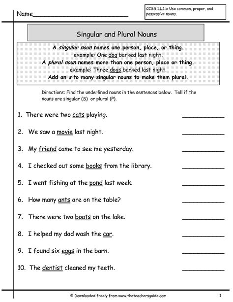 Algunproblemita 4th Grade Noun Worksheets