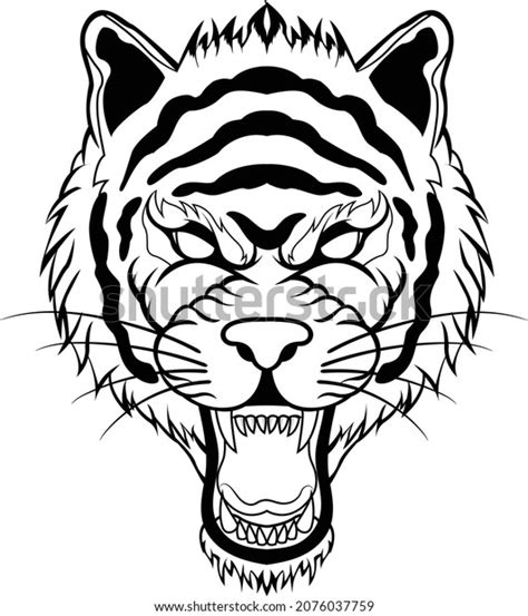 Tiger Face Outline Vector Art Stock Vector Royalty Free 2076037759