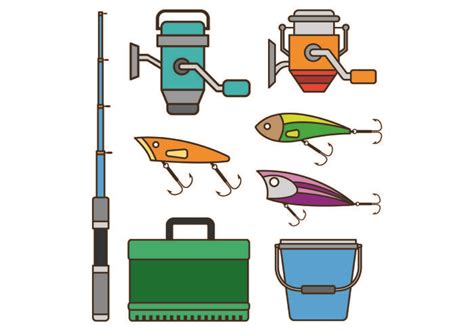 Set Equipment Icon Of Fishing Tackle 149112 Vector Art At Vecteezy