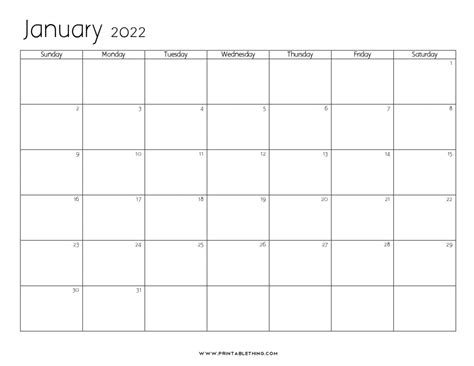 20 Printable January 2022 Calendar With Holidays Blank Free 20