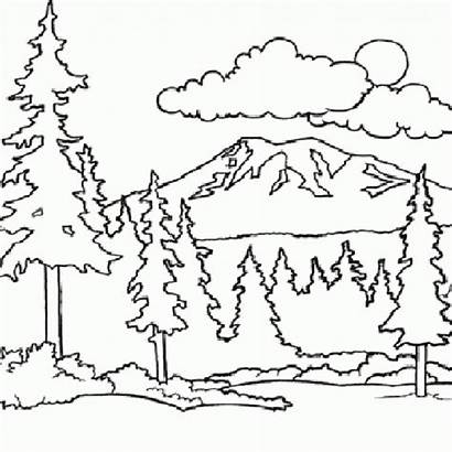 Gambar Coloring Pemandangan Anak Sd Gunung Wood