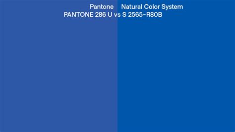 Pantone 286 U Vs Natural Color System S 2565 R80b Side By Side Comparison