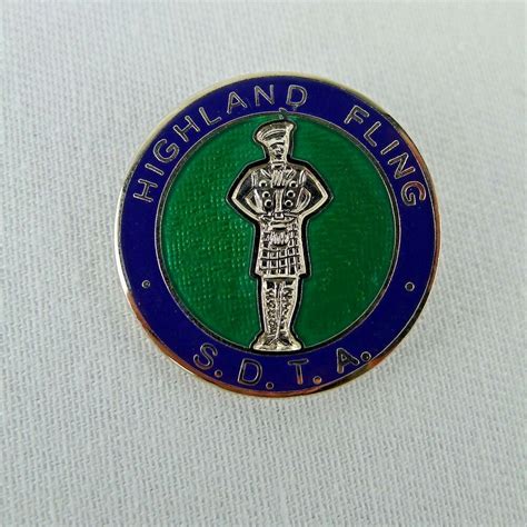 Highland Fling Enamel Lapel Pin Silver Tone Scottish Dance Teacher