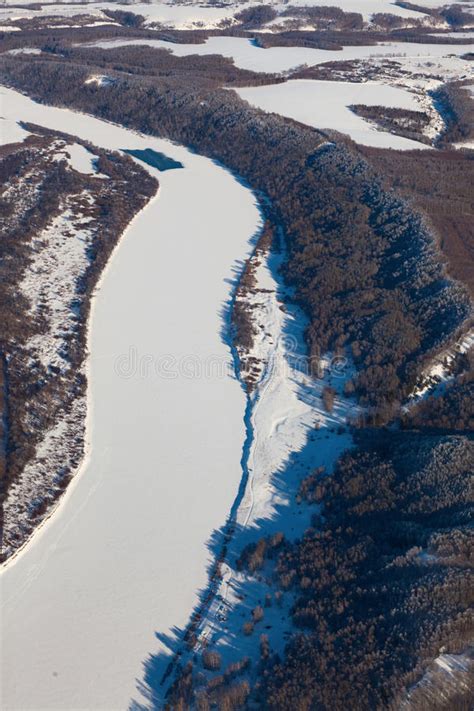 Oka River Russia In Winter Top View Stock Image Image Of Forest