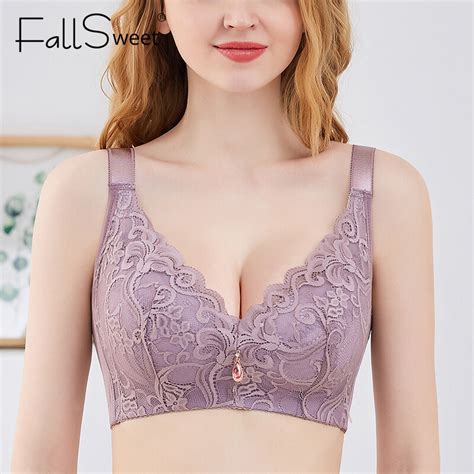 Fallsweet Push Up Bras For Women Sexy Lace Thin Cup Underwear Wireless