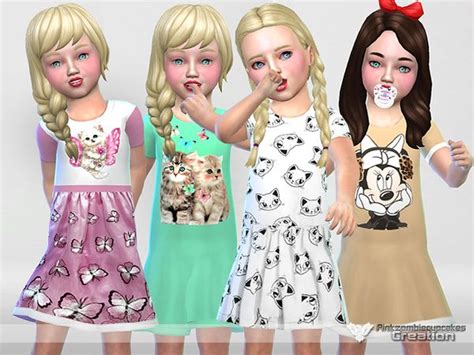 Pinkzombiecupcakes Nightgowns Collection 02toddler Sims 4 Cc Kids