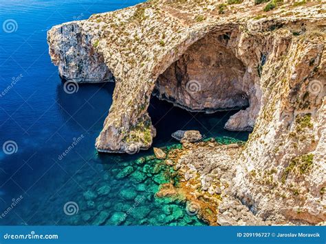 Blue Grotto In Malta Stock Image Image Of Reef Rock 209196727