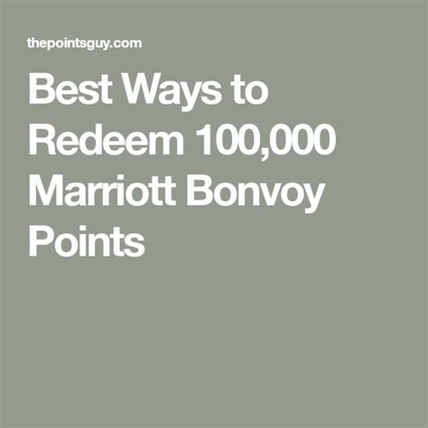 Best Ways To Redeem 100000 Marriott Bonvoy Points The Points Guy