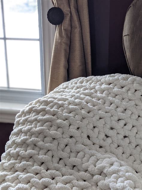 Chunky Weighted Knit Blanket White Chunky Knit Blanket Throw Etsy