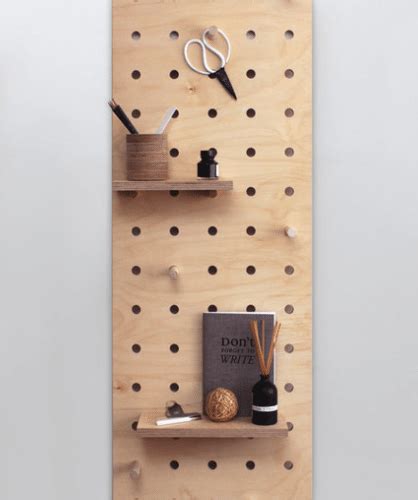 Wooden Peg Board For Stationery Natural Wood Storage Wall