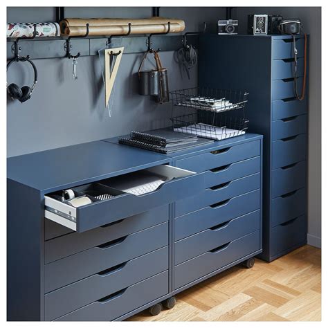 Alex Drawer Unit With 9 Drawers Blue 14 18x45 58 Ikea In 2020