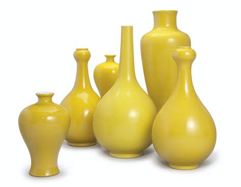 A Group Of Six Chinese Yellow Glazed Vases Modern Christies A Group