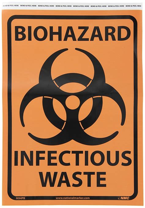 Legend BIOHAZARD INFECTIOUS WASTE with Graphic 14 Length x 10 Height NMC M94RB Biohazard Sign ...