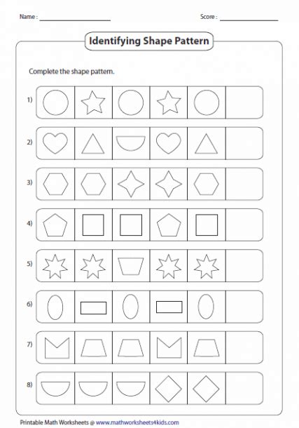 Patterns Worksheets Grade 1