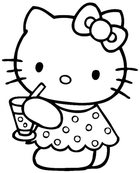 Hello Kitty Z Napojem Kolorowanka Dla Dzieci O Hello Kitty