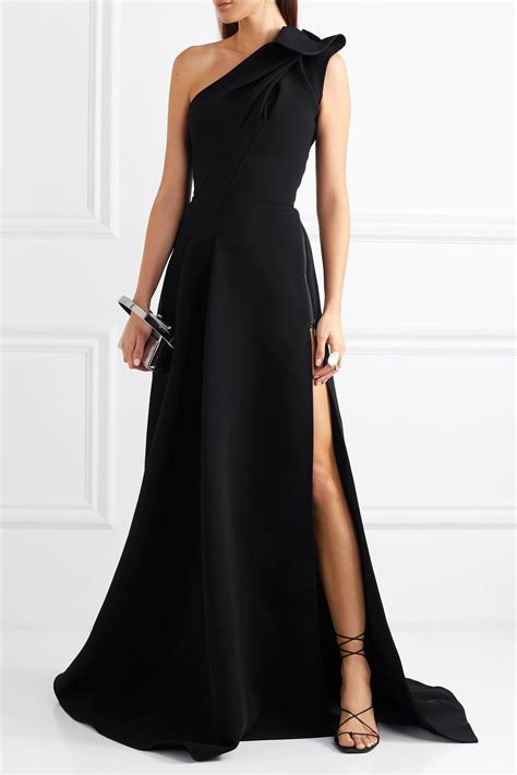 Black Virtuoso One Shoulder Cady Gown Maticevski In 2020 Black Tie Event Dresses Elegant