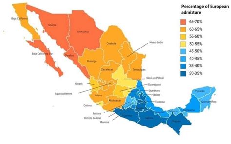 european admixture in mexico r mapporn