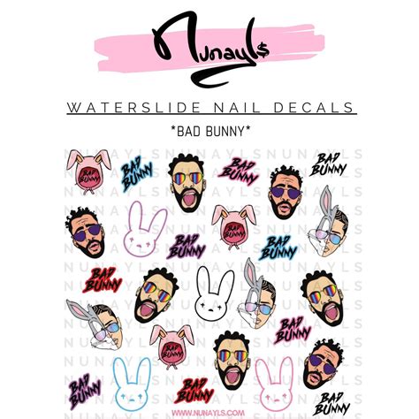 Bad Bunny Waterslide Nail Decals Medium Xl Nails Nail Art Kits