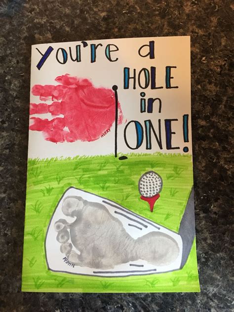 Fathers Day Card Hole In One Golf Club Footprint Golf Flag