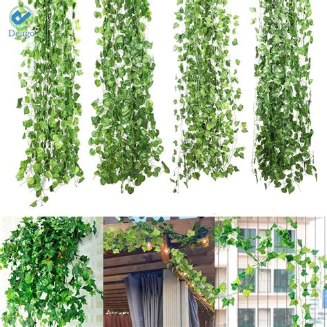 Deago 12 Pack Artificial Ivy Leaf Plants Vine Hanging Garland Fake Foliage Flowers For Home