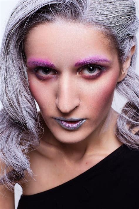 Girl With White Hair Stock Photo Image Of Cosmic Silver 64374028