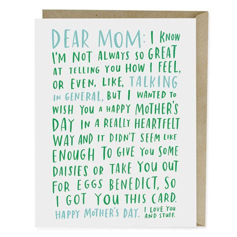 Mothers Day Card Dear Mom Ted Boutique And Wrappery Mothers
