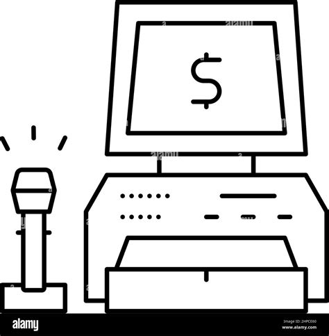 Cash Register Line Icon Vector Illustration Stock Vector Image And Art