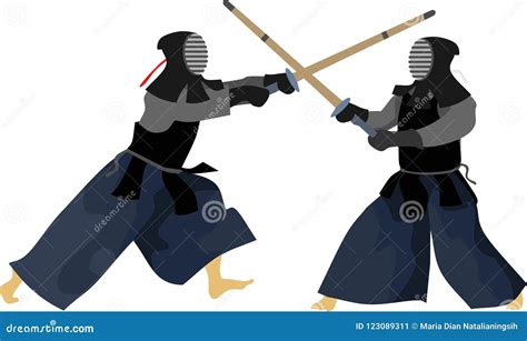 The Kendo Fight Japanese Martial Art Stock Illustration Illustration