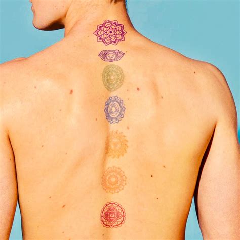 Chakras Temporary Tattoos Spiritual Tattoo Design Rainbow Etsy