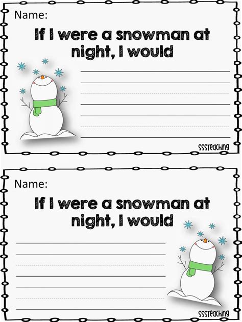 Snowmen At Night Prompt Sssteaching Kindergarten Writing Prompts