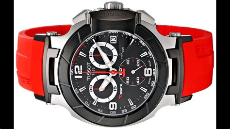 Tachymeter scale displayed around the flange. Tissot Men's T0484172705701 T Race Two-Tone Stainless ...