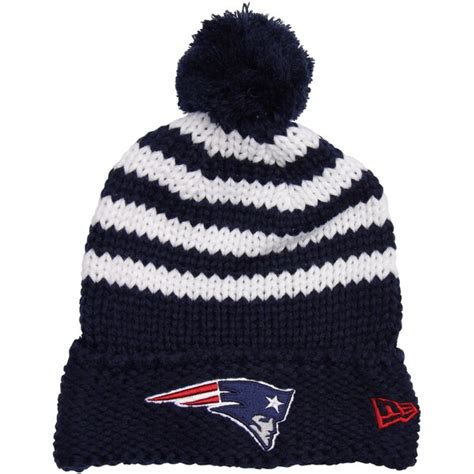 New Era New England Patriots Ladies Chunky Stripe Knit Ski Hat Navy