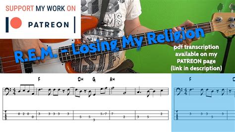 r e m losing my religion bass cover with tabs youtube