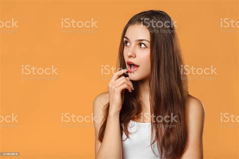 Surprised Happy Beautiful Woman Looking Sideways In Excitement Isolated