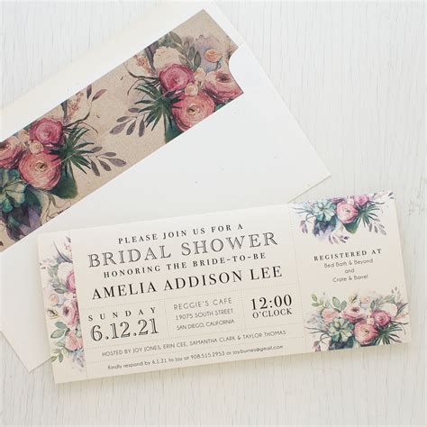 Watercolor Rose Bridal Shower Invitations Beacon Lane