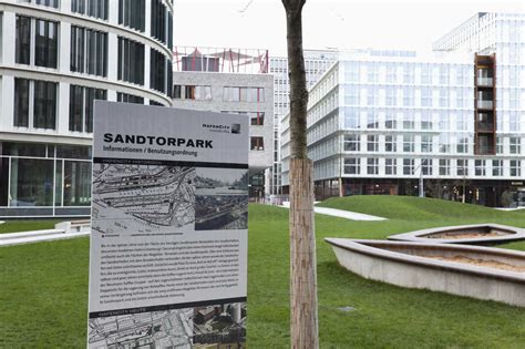 Germany Hamburg View Of Sandtorpark In Hafencity Stock Photo