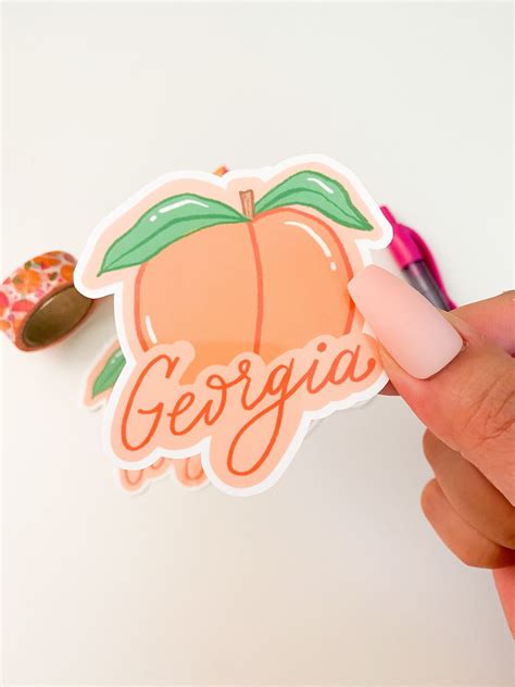 Georgia Sticker Georgia Peach Sticker Peach Sticker Fruit Etsy
