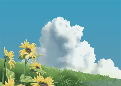 Artstation Sunflowers Enviroment Studio Ghibli Stile