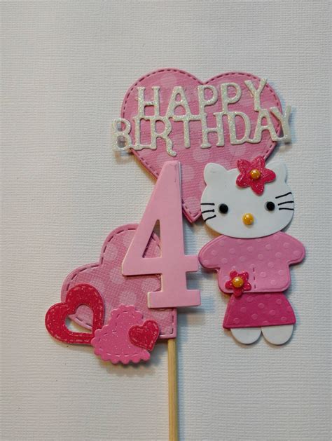 Hello Kitty Cake Toppers Kitty Cake Toppers Pink Kitty Cake Etsy