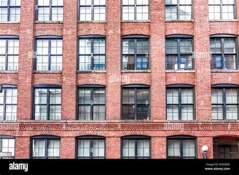 Pattern Of Brick Glass Window Building In Brooklyn Nyc New York City