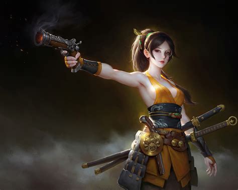 1280x1024 Girl With Guns And Sword 1280x1024 Resolution Hd