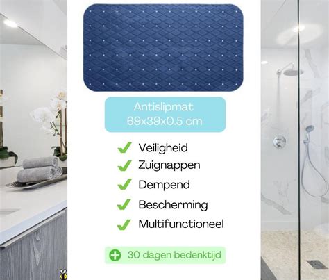 Antislip Badmat Blauw X Cm Douchemat Badmatten Badkamer