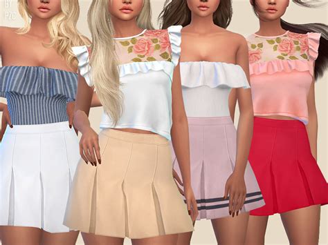 The Sims Resource High Waisted Pleated Mini Skirt