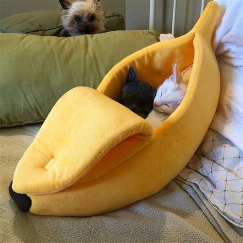 Fully Covered Banana Cat Bed Higooga