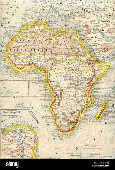 Original Old Map Of Africa From 1884 Geography Textbook Stock Photo Alamy