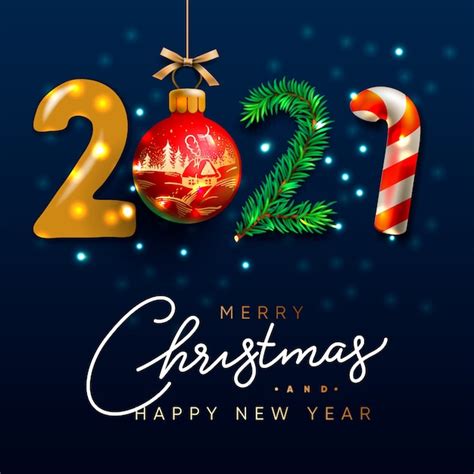 Premium Vector Merry Christmas And Happy New Year 2021 Greeting Card
