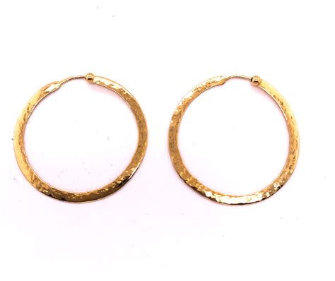 14k yellow gold hammered hoop earrings
