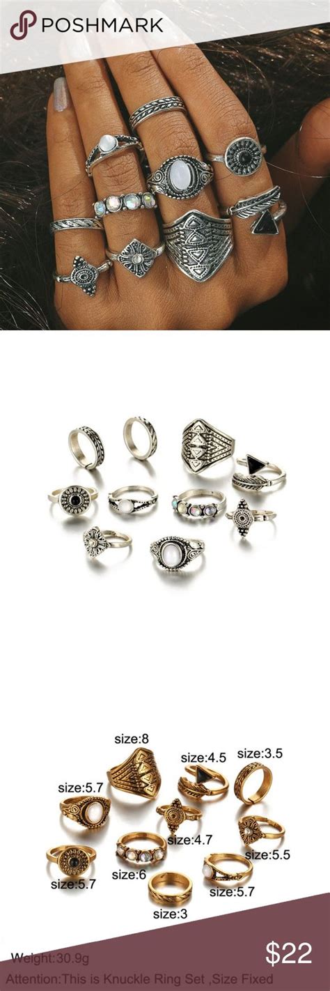 Sterling Silver Boho Ring Set Boho Rings Silver Ring Sets Boho