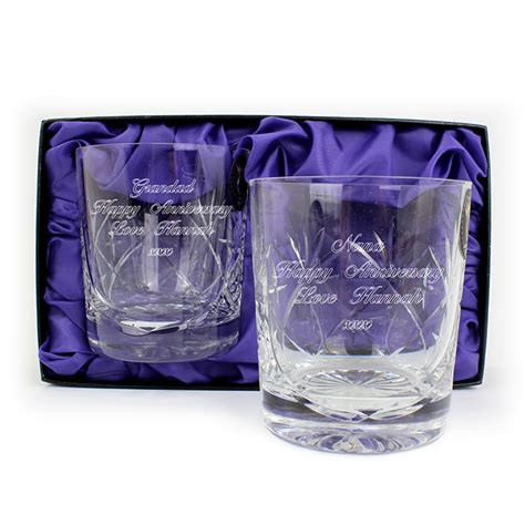 Personalised Engraved Pair Of Lead Crystal Whisky Glasses